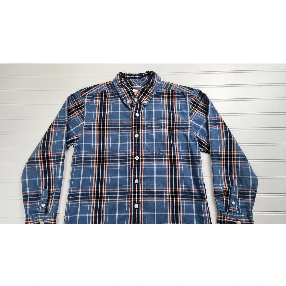 Gymboree Kids Plaid Button Down Shirt Long Sleeve Blue Orange White Size M‎ 7-8